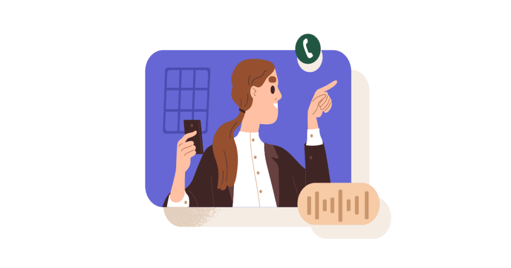 Cartoon of person making phone call.