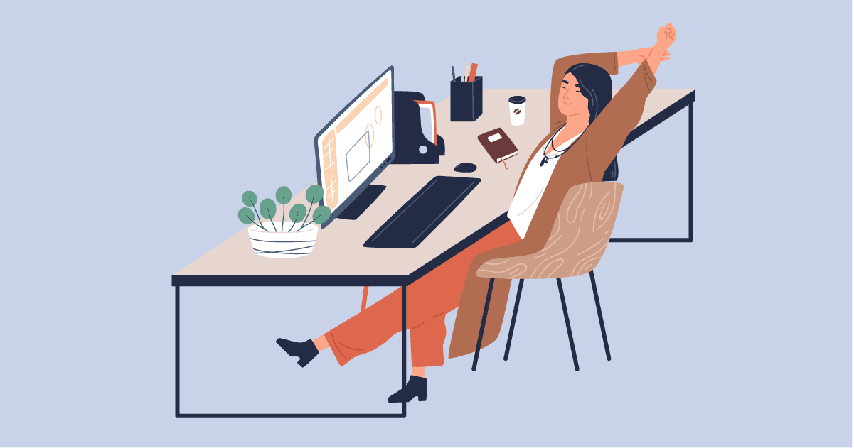 Cartoon of a person sitting at their desk
