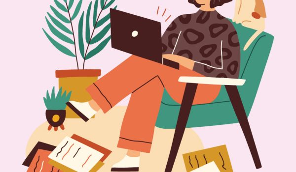 Woman doing freelance work on her laptop